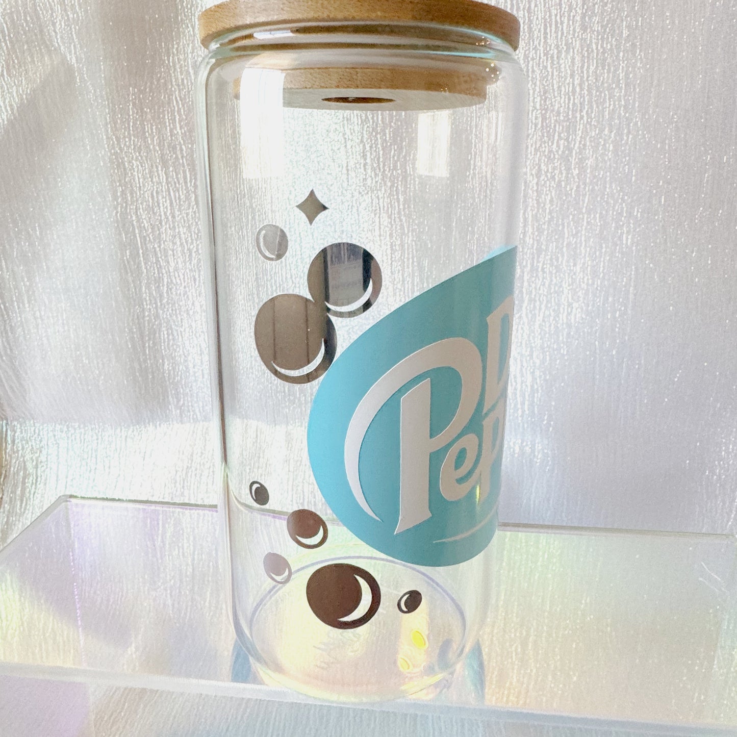 Blue Dr. Pepper Glass Can