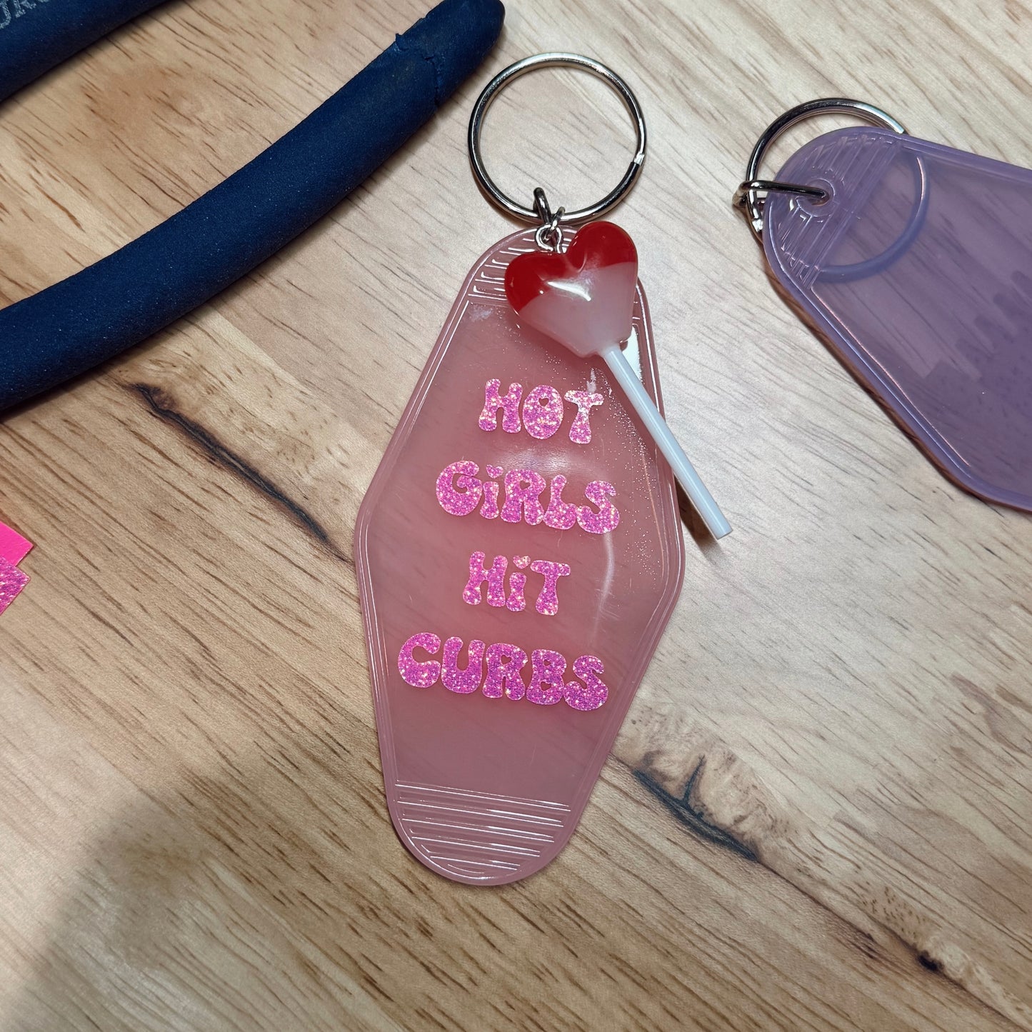 Hot Girls Hit Curbs Keychain