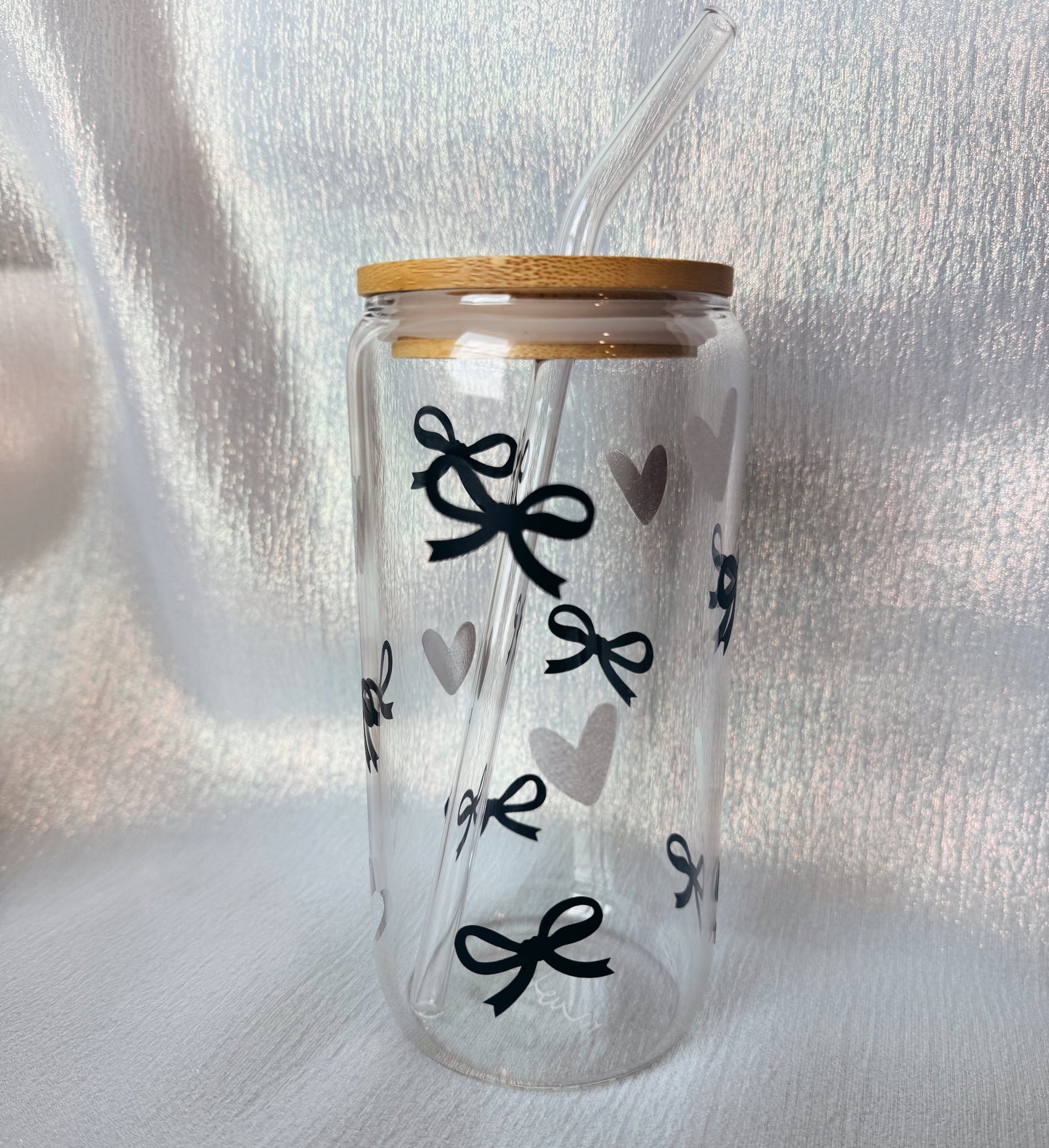Bow Glass Can (black & silver)