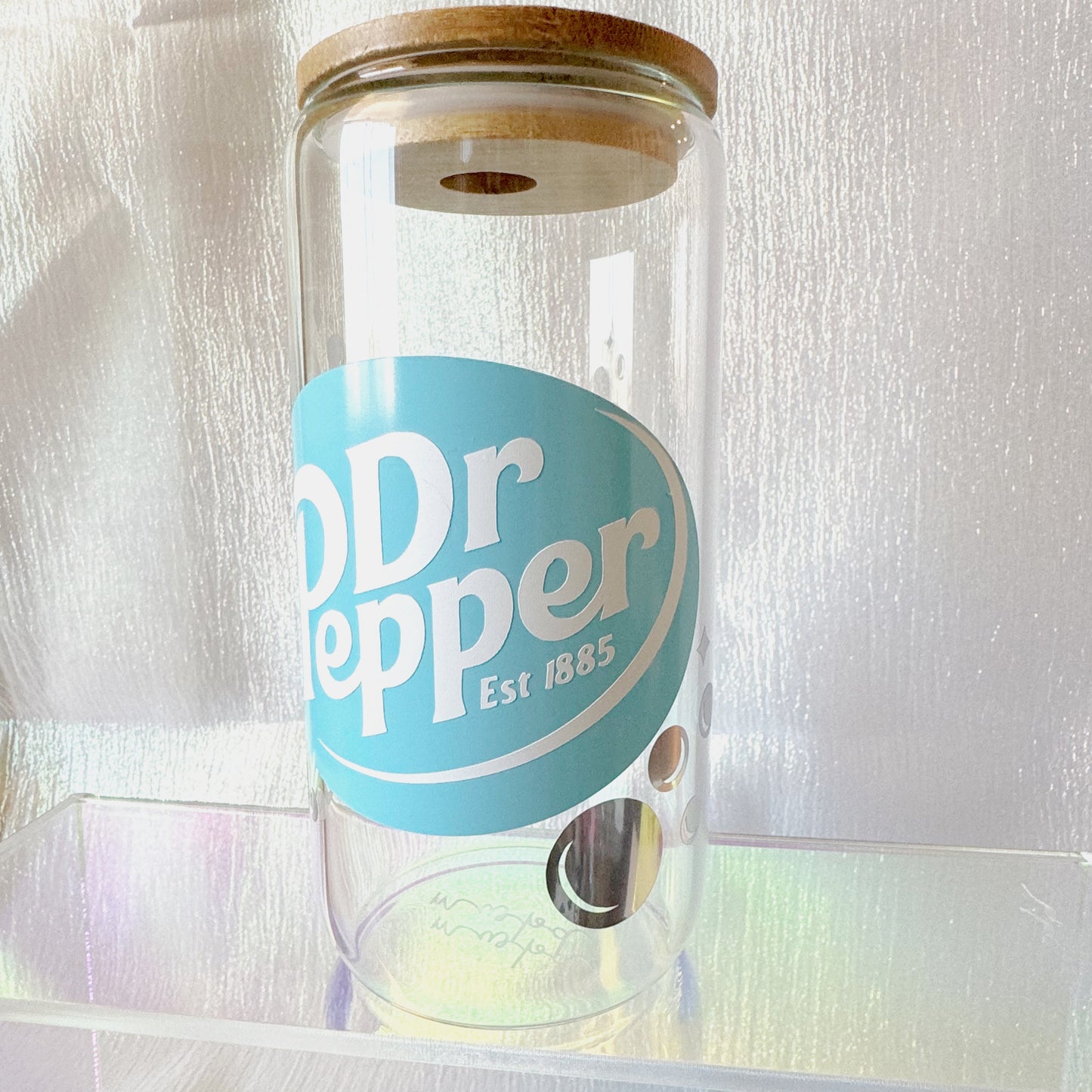Blue Dr. Pepper Glass Can