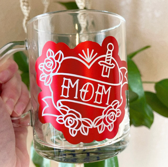Tattooed Mom Glass Mug