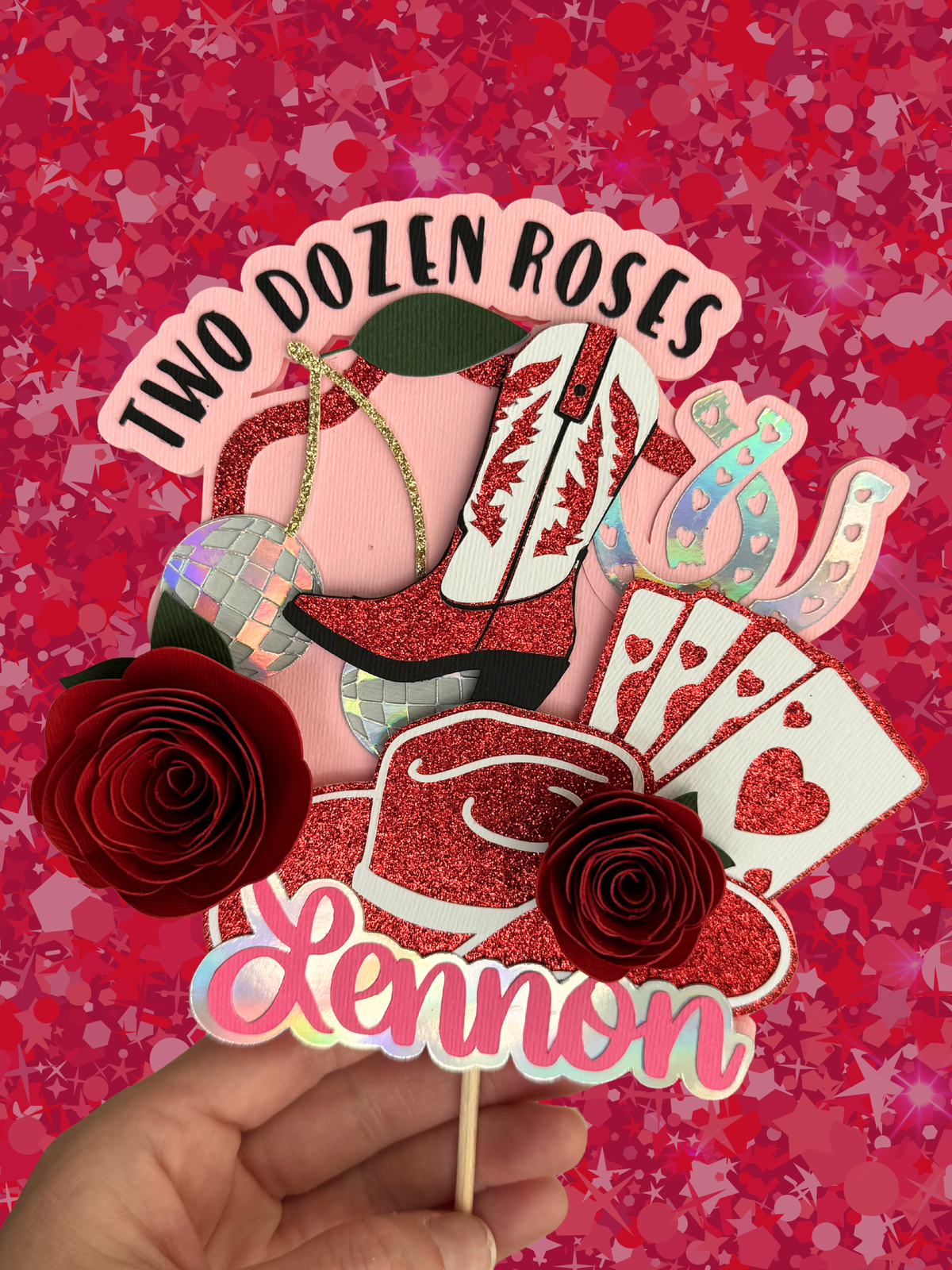Two Dozen Roses Cake Topper