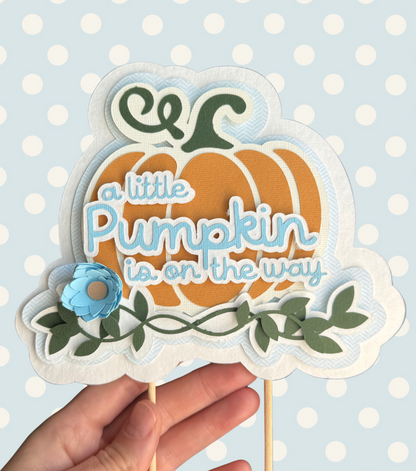A Little Pumpkin is on the Way Baby Shower Cake Topper