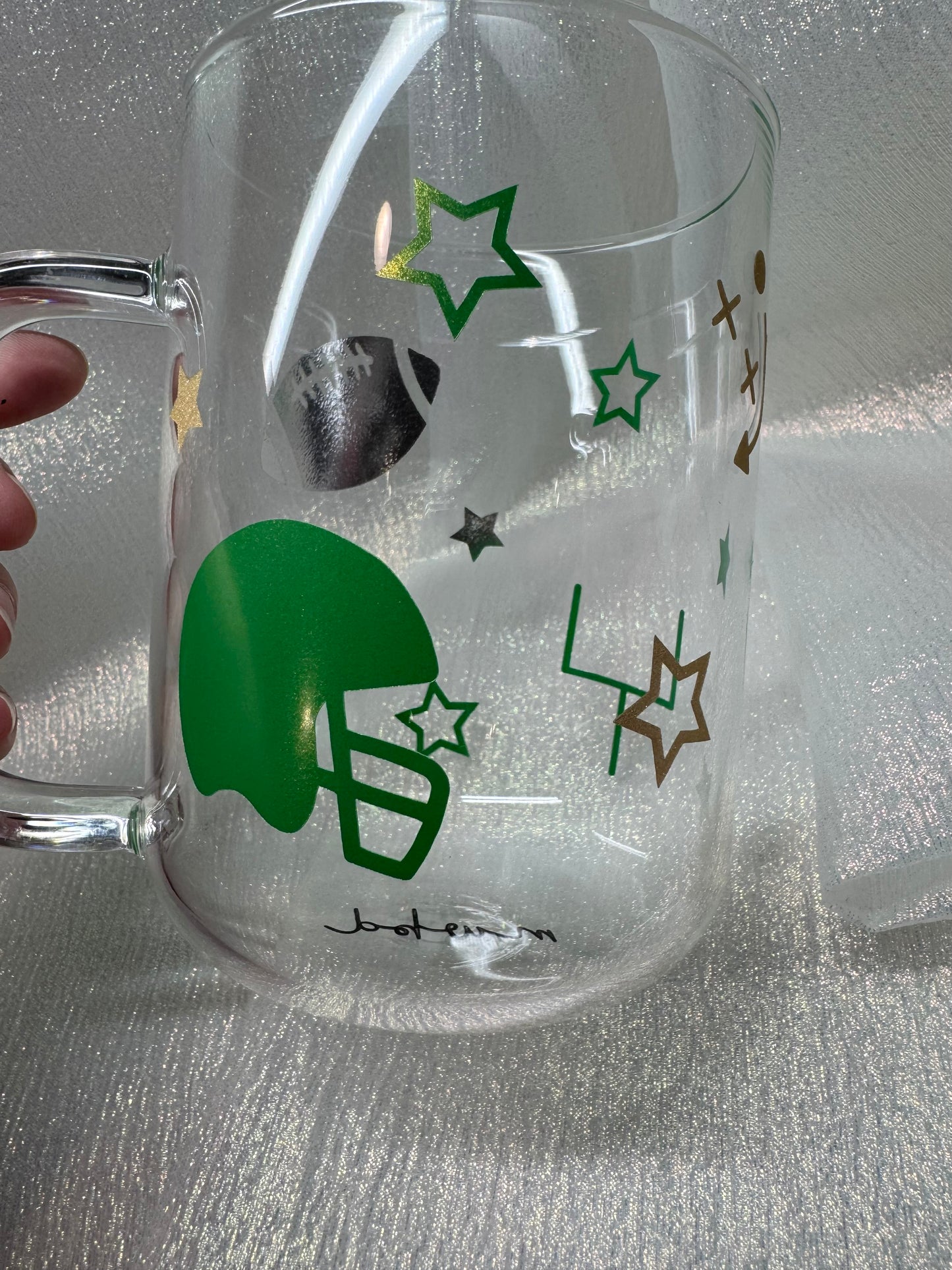 Green Football Glass Mug