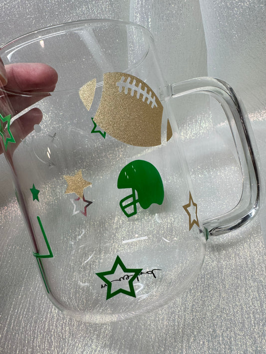 Green Football Glass Mug