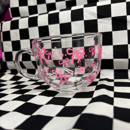 Pink Bow Glass Mug