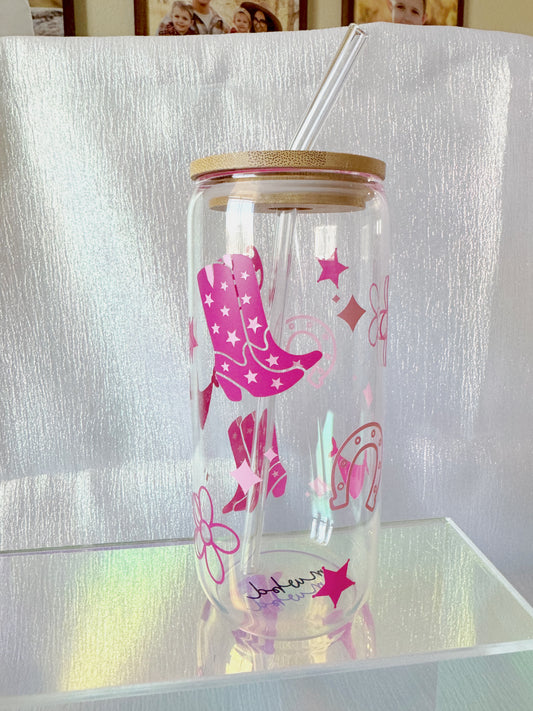 Cow Girl Glass Can