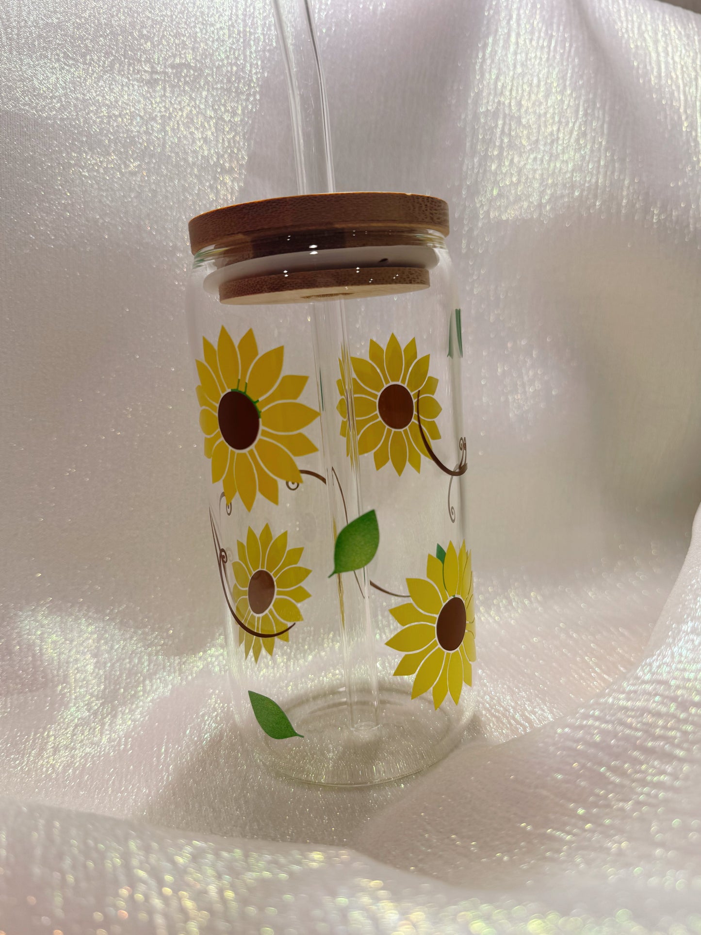 Sunflowers Glass Can