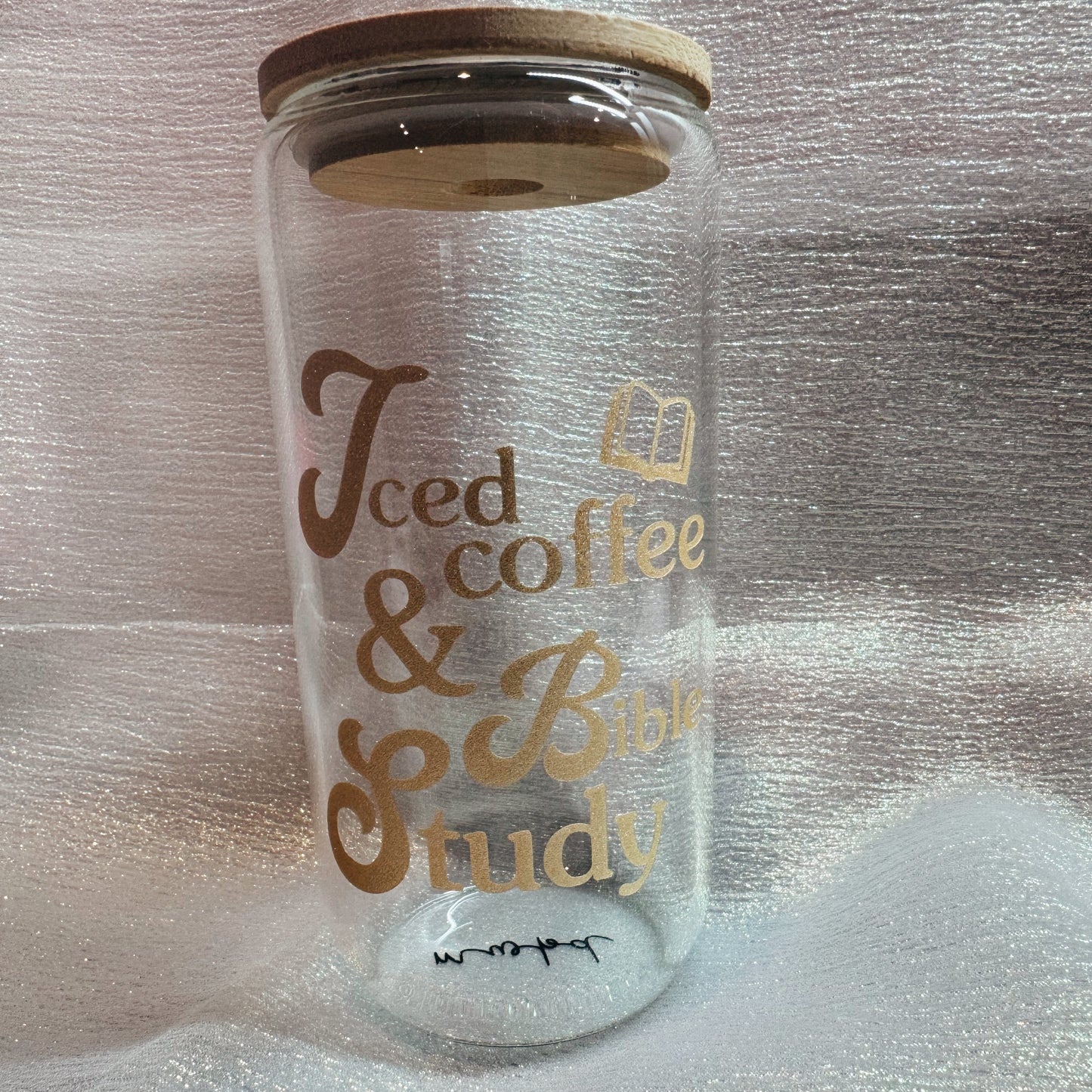 Iced Coffee & Bible Study Glass Can (Gold)