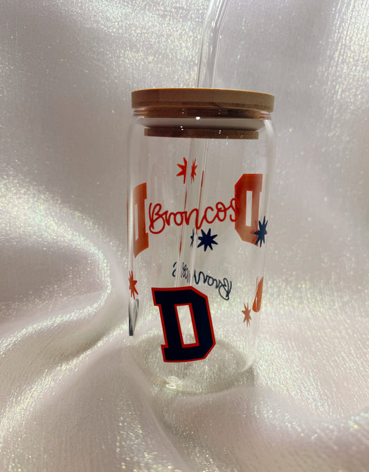 Broncos Glass Can