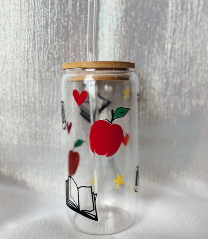 Teacher Glass Can (Red)