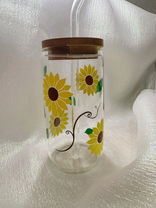 Sunflowers Glass Can