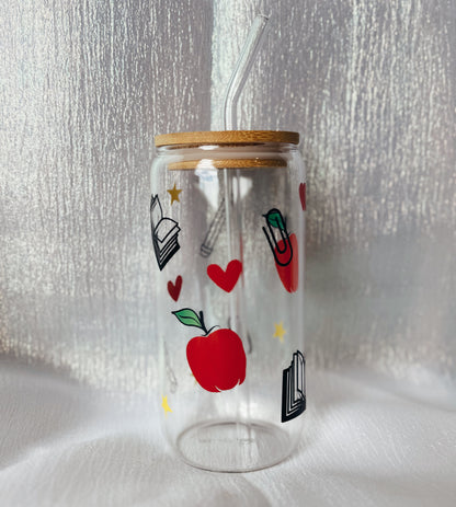 Teacher Glass Can (Red)