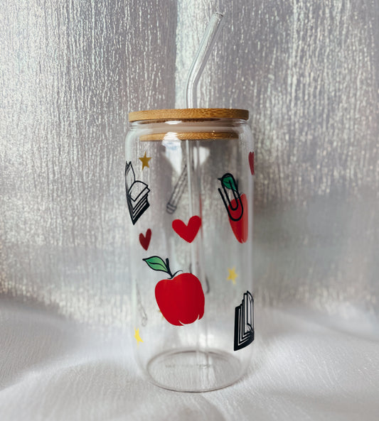 Teacher Glass Can (Red)