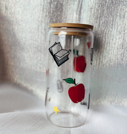 Teacher Glass Can (Red)