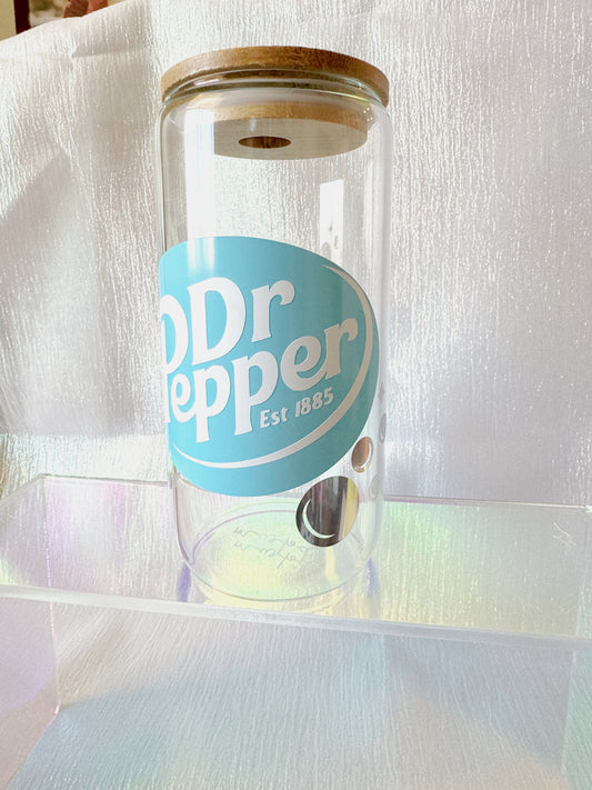 Blue Dr. Pepper Glass Can