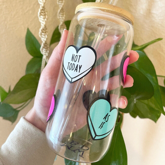 Candy Heart Glass Can