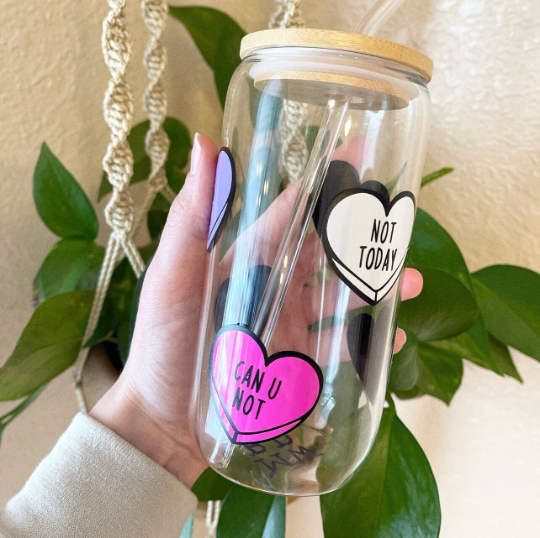 Candy Heart Glass Can