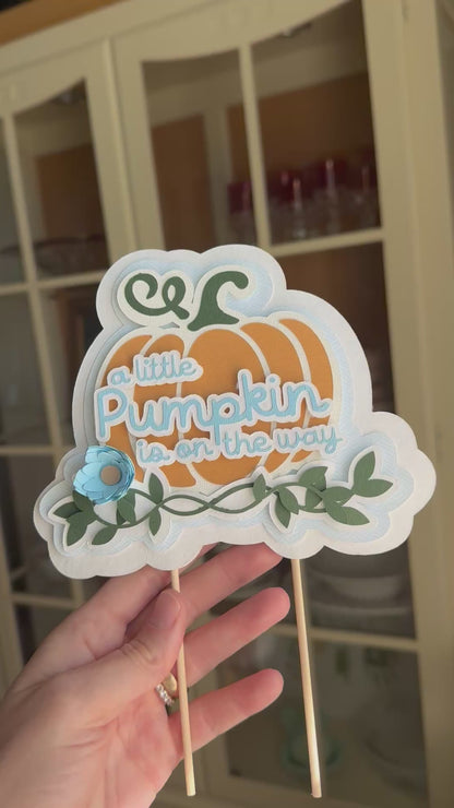 A Little Pumpkin is on the Way Baby Shower Cake Topper